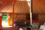 Inside the yurts