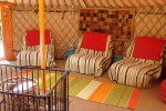 Seating inside the yurt